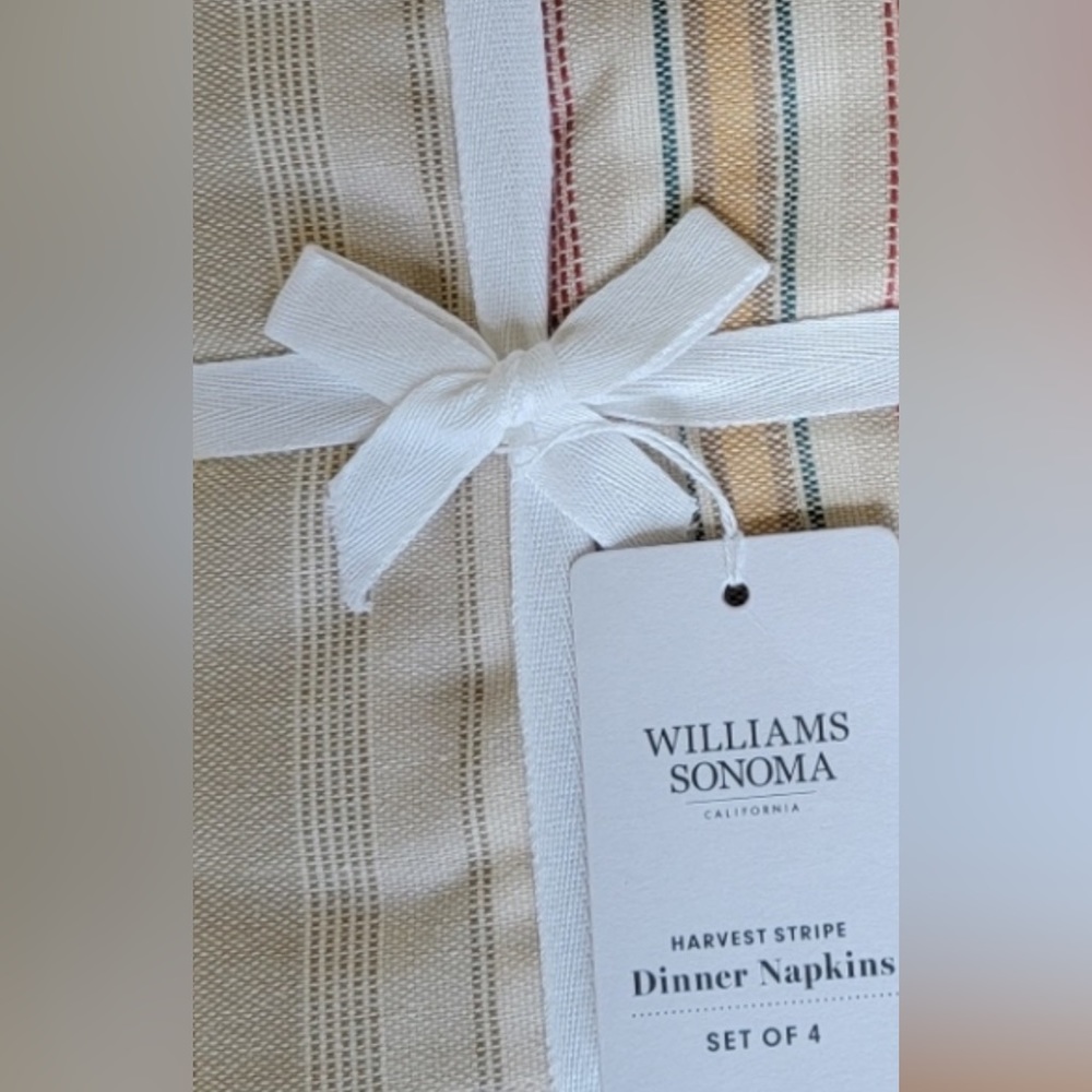 William Sonoma napkins, set of 4 Harvest stripe NWT